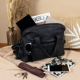 große Schultertasche Henkeltasche Shopper DIN A4 Handtasche Damen Leder schwarz LE0059