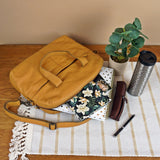 große Schultertasche Henkeltasche Shopper DIN A4 Handtasche Damen Leder senf LE0059