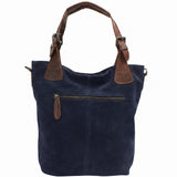Schultertasche Henkeltasche Shopper Damen Veloursleder Leder dunkelblau - navy LE0054