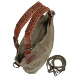 Schultertasche Henkeltasche Shopper Damentasche Veloursleder Leder grün LE0054