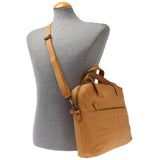 große Schultertasche Henkeltasche Shopper DIN A4 Handtasche Damen Leder senf LE0059