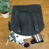 Shopper Schultertasche Damen Handtasche Ledertasche Henkeltasche Leder grau LE0060