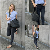 Shopper Schultertasche Damen Handtasche Ledertasche Henkeltasche Leder grau LE0060