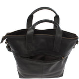 Damentasche Umhängetasche Henkeltasche Leder schwarz LE0068