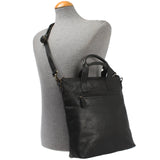 Damentasche Umhängetasche Henkeltasche Leder schwarz LE0068