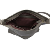 Umhängetasche Ledertasche Damen Schultertasche Leder grau-oliv LE0066