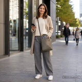 Umhängetasche Ledertasche Damen Schultertasche Leder grau-oliv LE0066