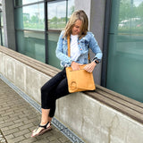 Umhängetasche Ledertasche Damen Schultertasche Leder senf LE3073