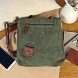 Umhängetasche Ledertasche Damen Schultertasche Wildleder grün LE3027