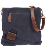 Umhängetasche Damentasche Wildleder Leder indigo blau LE3027