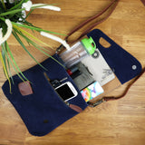 Umhängetasche Damentasche Wildleder Leder dunkelblau navy LE3027