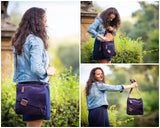 Umhängetasche Damentasche Wildleder Leder dunkelblau navy LE3027