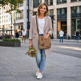 Umhängetasche Ledertasche Damen Schultertasche Wildleder taupe LE3027