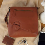 Umhängetasche Ledertasche Schultertasche Leder hellbraun LE3027