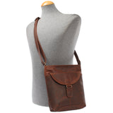 Umhängetasche Schultertasche Damen Herren Used Look Leder braun LE3072
