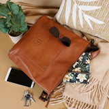 Umhängetasche Schultertasche Damentasche Ledertasche Leder cognac LE3067