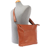 Umhängetasche Schultertasche Damentasche Ledertasche Leder cognac LE3067