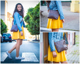 Umhängetasche Schultertasche Freizeittasche Leder braun LE3058