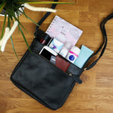 Umhängetasche Schultertasche Freizeittasche Leder schwarz LE3058
