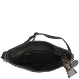 Umhängetasche Schultertasche Freizeittasche Leder schwarz LE3058