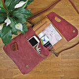 Umhängetasche Ledertasche Damen Schultertasche Wildleder altrosa LE3027