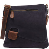 Umhängetasche Damentasche Wildleder Leder dunkelblau navy LE3027