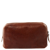 Utensilientasche Kosmetiktasche Schminktasche Stiftemappe Damen Herren Leder braun LE9018