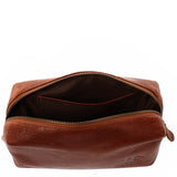 Utensilientasche Kosmetiktasche Schminktasche Stiftemappe Damen Herren Leder braun LE9018