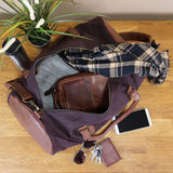 Weekender Reisetasche Sporttasche vintage Leder Canvas mokka LE2004