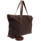 Weekender Reisetasche Shopper Damen Herren Leder Canvas mokka LE2013