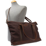 Weekender Reisetasche Shopper Damen Herren Leder Canvas mokka LE2013