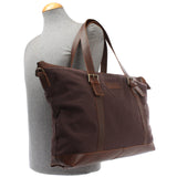 Weekender Reisetasche Shopper Damen Herren Leder Canvas mokka LE2013