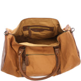 Weekender Reisetasche Sporttasche vintage Leder Canvas 53cm cognac LE2004