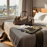 Weekender Reisetasche Sporttasche vintage Leder Canvas 53cm grau LE2004