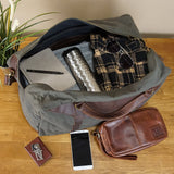 große Reisetasche Weekender Handgepäck Canvas Leder 53cm grün LE2020