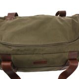 Weekender Sporttasche Reisetasche Damen Herren Leder Canvas 55cm grün LE2014
