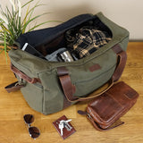 Weekender Sporttasche Reisetasche Damen Herren Leder Canvas 55cm grün LE2014