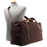 Weekender Sporttasche Reisetasche Damen Herren Leder Canvas 55cm mokka LE2014