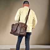 Weekender Sporttasche Reisetasche Ledertasche Damen Herren Leder 55cm braun LE2014