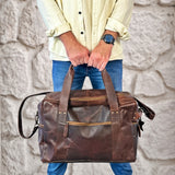 Weekender Sporttasche Reisetasche Ledertasche Damen Herren Leder 55cm braun LE2014