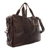 Weekender kleine Reisetasche Sporttasche vintage Leder 48cm dunkelbraun LE2018