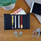 kleine Geldbörse für Damen & Herren Mini Portemonnaie RFID Leder schwarz LE9035