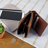 kompakte Geldbörse für Damen & Herren Portemonnaie RFID Leder braun LE9031