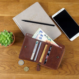 kompakte Geldbörse für Damen & Herren Portemonnaie RFID Leder braun LE9031