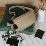 große Bauchtasche Umhängetasche Crossbody Ledertasche Leder sand LE3088