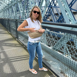 große Bauchtasche Umhängetasche Crossbody Ledertasche Leder sand LE3088