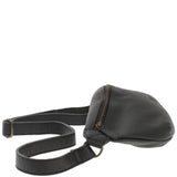 große Bauchtasche Umhängetasche Crossbody Ledertasche Leder schwarz LE3088