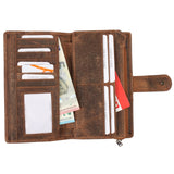 große Geldbörse Damen Portemonnaie Leder vintage-braun LE9017