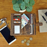 große Geldbörse Damen Portemonnaie Leder vintage-braun LE9017