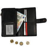 große Geldbörse Damen Portemonnaie Leder schwarz LE9017